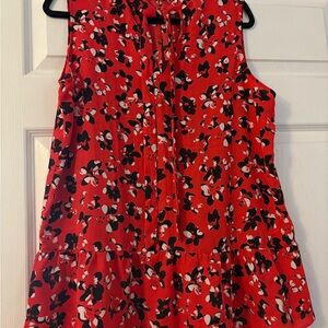 Banana Republic Red and Black Sleeveless Tiered Blouse